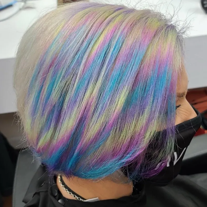 Creative pastel rainbow hair color