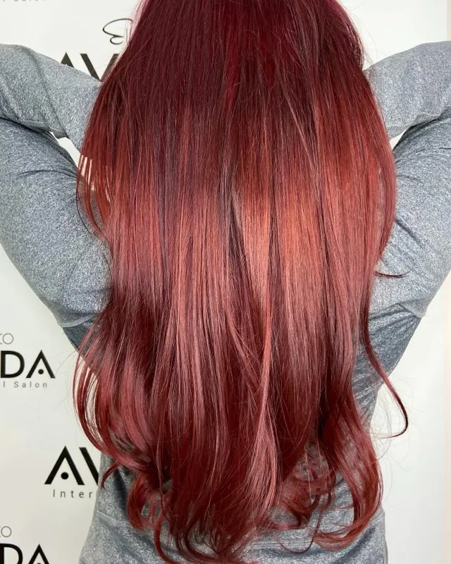 Vivid red hair color by El Coco Cape Cod